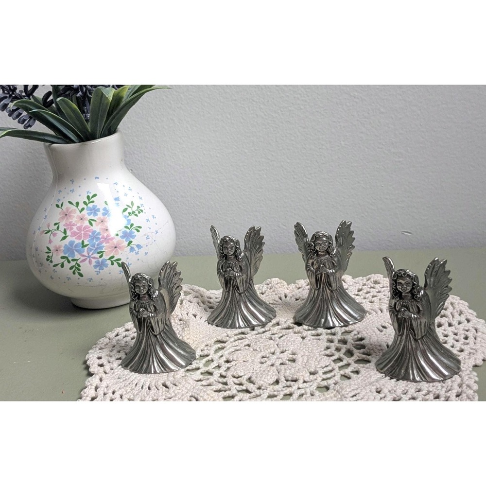 Vintage 1986‎ Seagull Pewter Angels Set of 4 Canada Mini Angel Figurines
